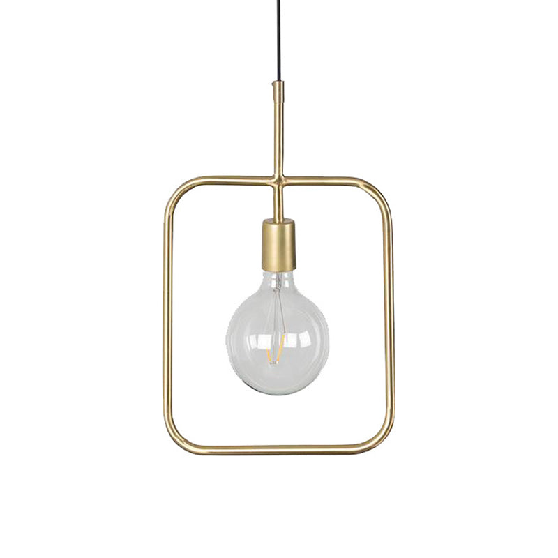 Exposed Bulb Pendant Light Fixture Contemporary Metal 1 Light Gold Square Skeleton Hanging Ceiling Light Clearhalo 'Ceiling Lights' 'Modern Pendants' 'Modern' 'Pendant Lights' 'Pendants' Lighting' 559736