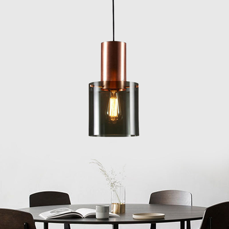 Mini Copper Grenade Pendant Lighting Modernity 1 Bulb Smoke Grey Glass Hanging Light Fixture Clearhalo 'Ceiling Lights' 'Glass shade' 'Glass' 'Modern Pendants' 'Modern' 'Pendant Lights' 'Pendants' Lighting' 559756