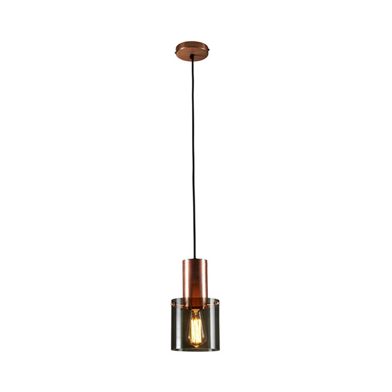 Mini Copper Grenade Pendant Lighting Modernity 1 Bulb Smoke Grey Glass Hanging Light Fixture Clearhalo 'Ceiling Lights' 'Glass shade' 'Glass' 'Modern Pendants' 'Modern' 'Pendant Lights' 'Pendants' Lighting' 559757