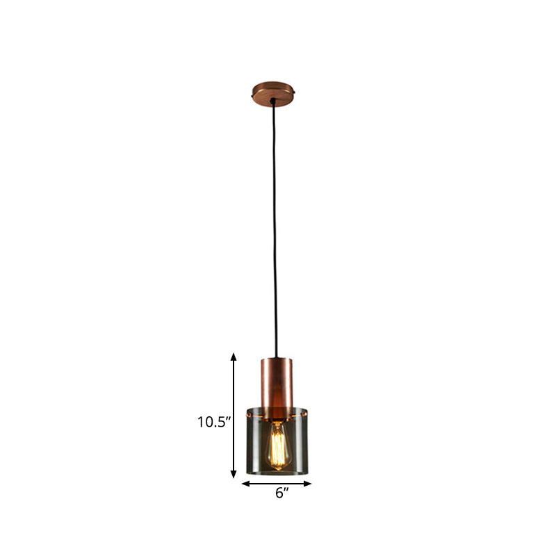 Mini Copper Grenade Pendant Lighting Modernity 1 Bulb Smoke Grey Glass Hanging Light Fixture Clearhalo 'Ceiling Lights' 'Glass shade' 'Glass' 'Modern Pendants' 'Modern' 'Pendant Lights' 'Pendants' Lighting' 559758