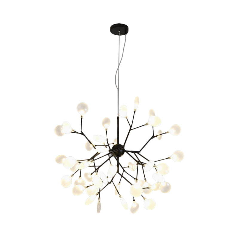 Modernity Heracleum Design Chandelier Opaline Glass 36/45/54 Heads Living Room Ceiling Pendant in Black/Gold Clearhalo 'Ceiling Lights' 'Chandeliers' 'Modern Chandeliers' 'Modern' Lighting' 559791