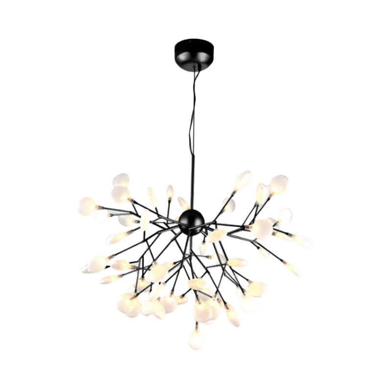 Modernity Heracleum Design Chandelier Opaline Glass 36/45/54 Heads Living Room Ceiling Pendant in Black/Gold Clearhalo 'Ceiling Lights' 'Chandeliers' 'Modern Chandeliers' 'Modern' Lighting' 559795