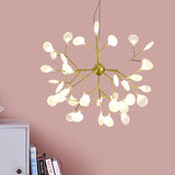 Modernity Heracleum Design Chandelier Opaline Glass 36/45/54 Heads Living Room Ceiling Pendant in Black/Gold Clearhalo 'Ceiling Lights' 'Chandeliers' 'Modern Chandeliers' 'Modern' Lighting' 559797