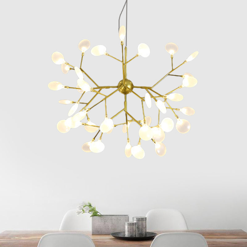 Modernity Heracleum Design Chandelier Opaline Glass 36/45/54 Heads Living Room Ceiling Pendant in Black/Gold 36 Gold Clearhalo 'Ceiling Lights' 'Chandeliers' 'Modern Chandeliers' 'Modern' Lighting' 559798