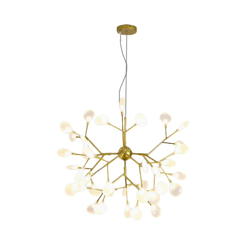 Modernity Heracleum Design Chandelier Opaline Glass 36/45/54 Heads Living Room Ceiling Pendant in Black/Gold Clearhalo 'Ceiling Lights' 'Chandeliers' 'Modern Chandeliers' 'Modern' Lighting' 559799