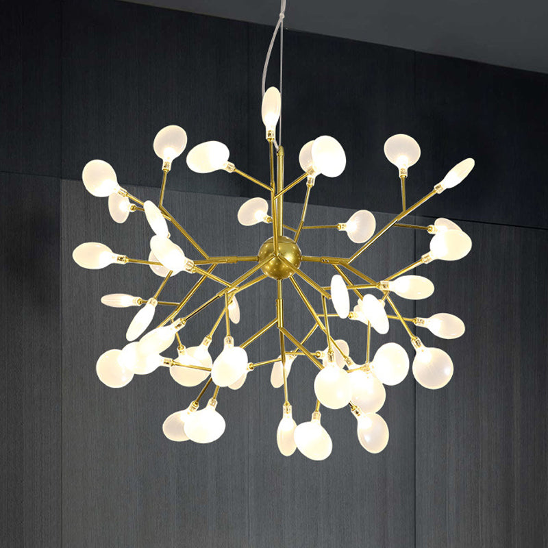 Modernity Heracleum Design Chandelier Opaline Glass 36/45/54 Heads Living Room Ceiling Pendant in Black/Gold Clearhalo 'Ceiling Lights' 'Chandeliers' 'Modern Chandeliers' 'Modern' Lighting' 559800