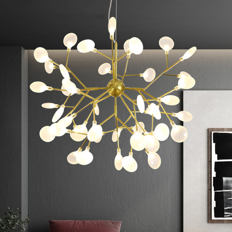 Modernity Heracleum Design Chandelier Opaline Glass 36/45/54 Heads Living Room Ceiling Pendant in Black/Gold 45 Gold Clearhalo 'Ceiling Lights' 'Chandeliers' 'Modern Chandeliers' 'Modern' Lighting' 559801