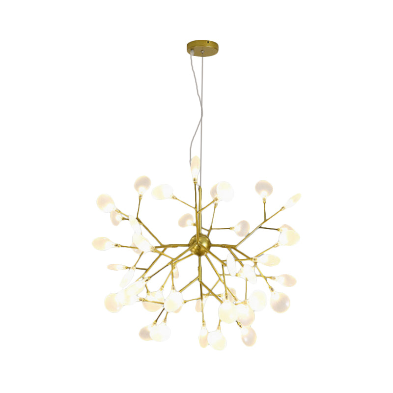 Modernity Heracleum Design Chandelier Opaline Glass 36/45/54 Heads Living Room Ceiling Pendant in Black/Gold Clearhalo 'Ceiling Lights' 'Chandeliers' 'Modern Chandeliers' 'Modern' Lighting' 559802