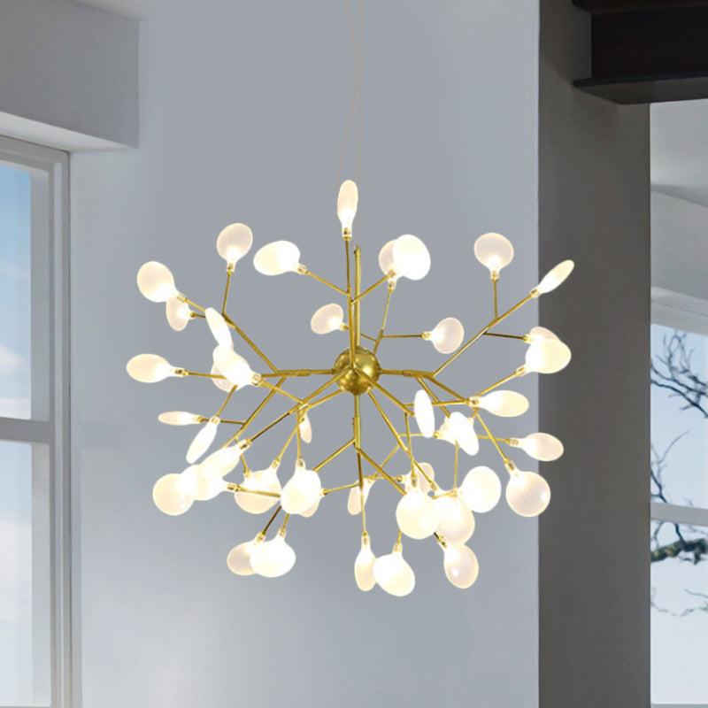 Modernity Heracleum Design Chandelier Opaline Glass 36/45/54 Heads Living Room Ceiling Pendant in Black/Gold Clearhalo 'Ceiling Lights' 'Chandeliers' 'Modern Chandeliers' 'Modern' Lighting' 559803