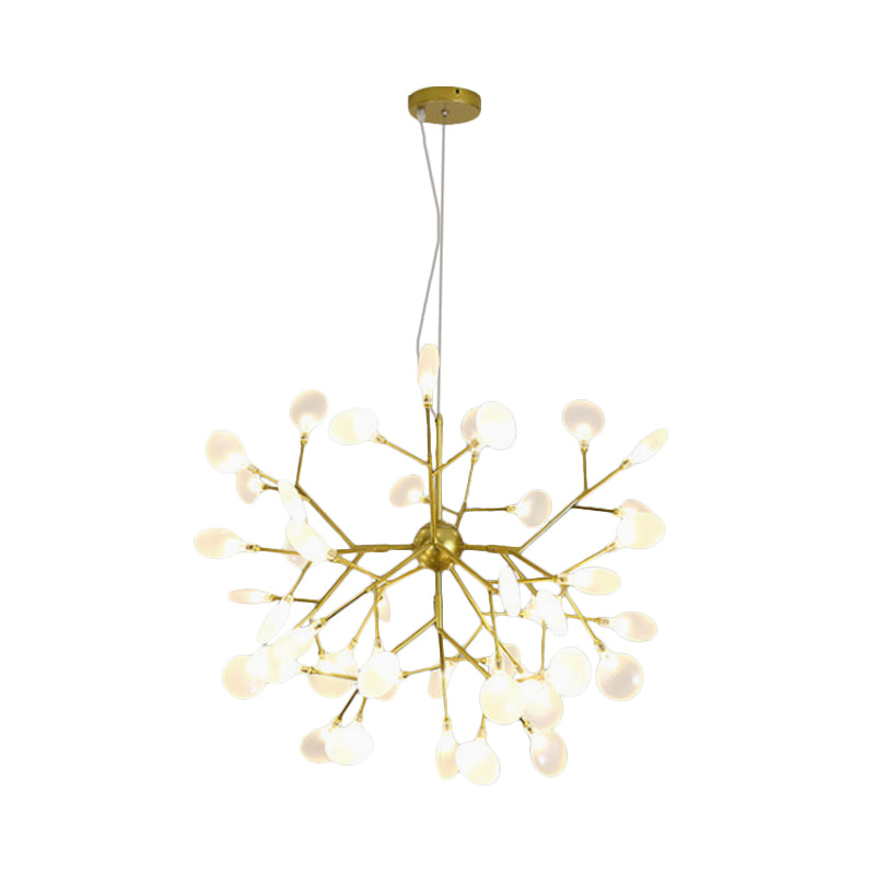 Modernity Heracleum Design Chandelier Opaline Glass 36/45/54 Heads Living Room Ceiling Pendant in Black/Gold Clearhalo 'Ceiling Lights' 'Chandeliers' 'Modern Chandeliers' 'Modern' Lighting' 559805