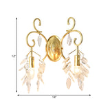 Gold Curve Arm Sconce Light Fixture Postmodern 2 Light Crystal Drip Wall Mount Light Clearhalo 'Modern wall lights' 'Modern' 'Wall Lamps & Sconces' 'Wall Lights' Lighting' 559970