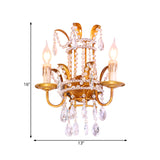 Clear Crystal Beaded Sconce Lighting Vintage Style 2 Heads Brass Wall Lamp with Open Bulb for Bedroom Clearhalo 'Cast Iron' 'Glass' 'Industrial' 'Modern wall lights' 'Modern' 'Tiffany' 'Traditional wall lights' 'Wall Lamps & Sconces' 'Wall Lights' Lighting' 560050