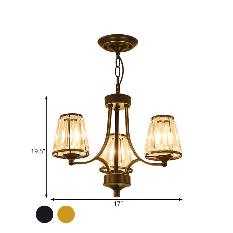 Contemporary Conical Chandelier Lamp Crystal 3/5/6 Lights Bedroom Hanging Light Fixture in Gold/Black Clearhalo 'Ceiling Lights' 'Chandeliers' 'Modern Chandeliers' 'Modern' Lighting' 560121