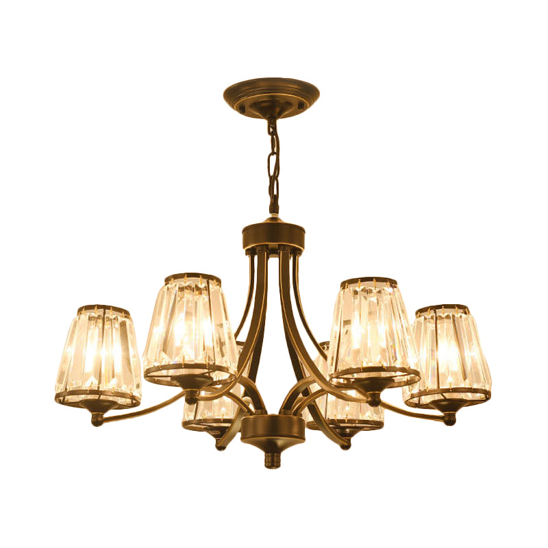 Contemporary Conical Chandelier Lamp Crystal 3/5/6 Lights Bedroom Hanging Light Fixture in Gold/Black Clearhalo 'Ceiling Lights' 'Chandeliers' 'Modern Chandeliers' 'Modern' Lighting' 560130