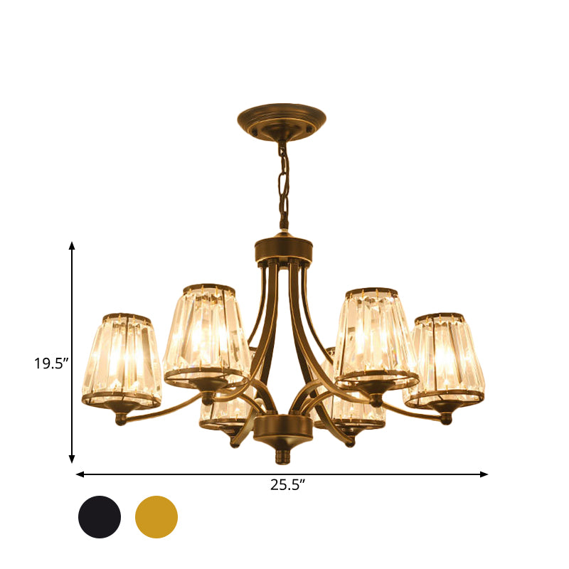 Contemporary Conical Chandelier Lamp Crystal 3/5/6 Lights Bedroom Hanging Light Fixture in Gold/Black Clearhalo 'Ceiling Lights' 'Chandeliers' 'Modern Chandeliers' 'Modern' Lighting' 560131