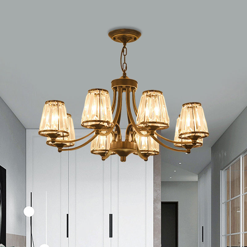 Contemporary Conical Chandelier Lamp Crystal 3/5/6 Lights Bedroom Hanging Light Fixture in Gold/Black Clearhalo 'Ceiling Lights' 'Chandeliers' 'Modern Chandeliers' 'Modern' Lighting' 560133