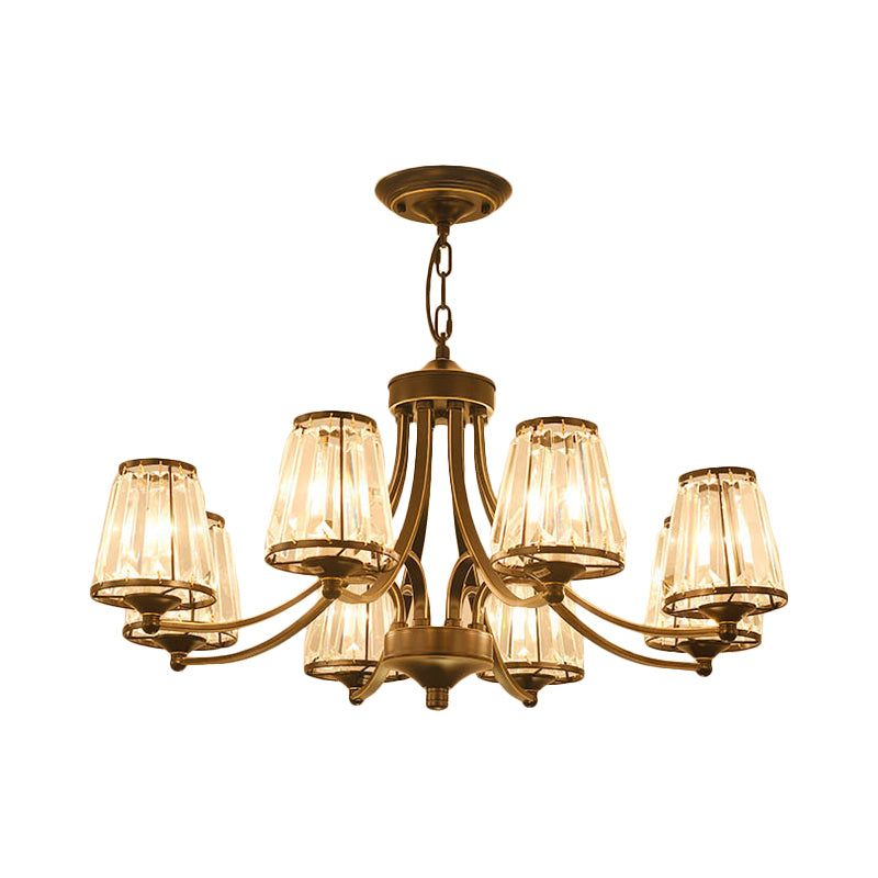 Contemporary Conical Chandelier Lamp Crystal 3/5/6 Lights Bedroom Hanging Light Fixture in Gold/Black Clearhalo 'Ceiling Lights' 'Chandeliers' 'Modern Chandeliers' 'Modern' Lighting' 560135