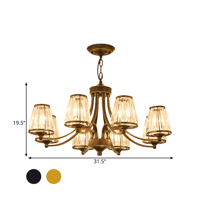 Contemporary Conical Chandelier Lamp Crystal 3/5/6 Lights Bedroom Hanging Light Fixture in Gold/Black Clearhalo 'Ceiling Lights' 'Chandeliers' 'Modern Chandeliers' 'Modern' Lighting' 560136