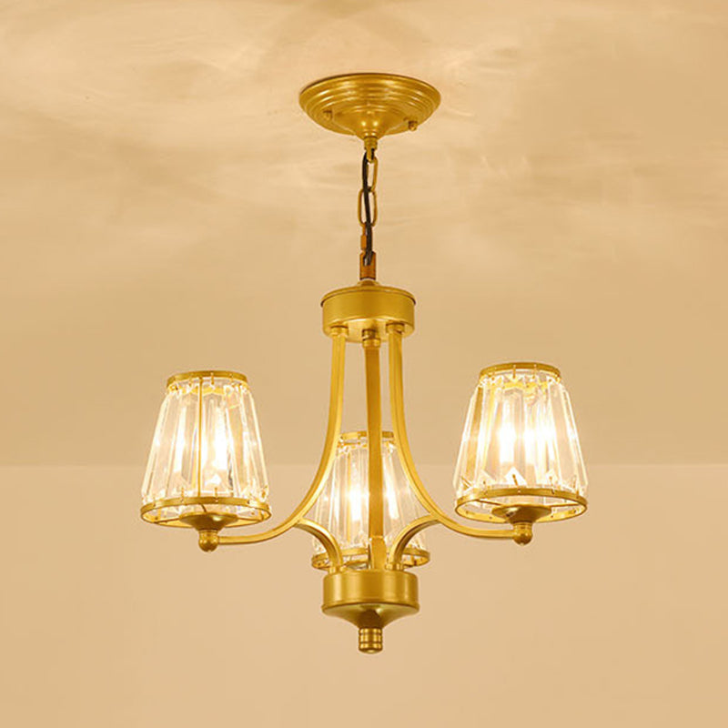 Contemporary Conical Chandelier Lamp Crystal 3/5/6 Lights Bedroom Hanging Light Fixture in Gold/Black Clearhalo 'Ceiling Lights' 'Chandeliers' 'Modern Chandeliers' 'Modern' Lighting' 560139