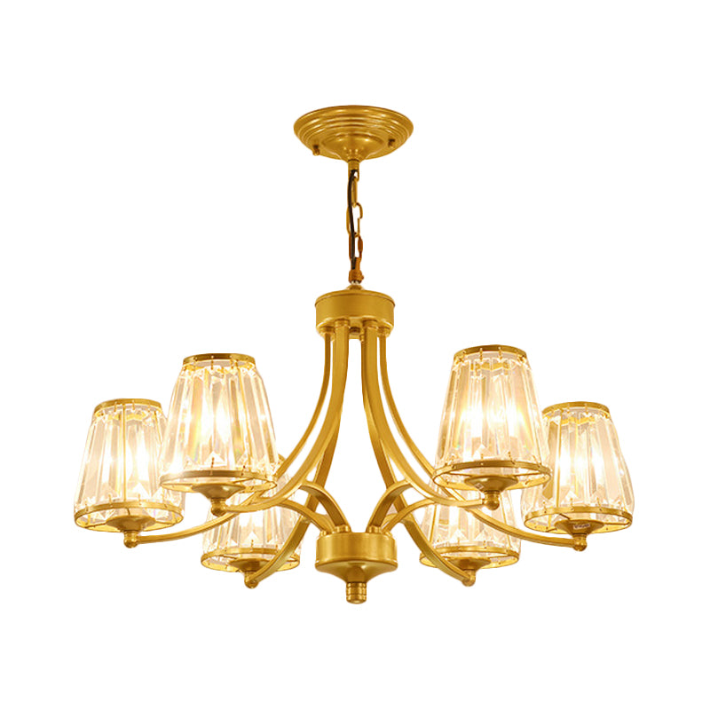 Contemporary Conical Chandelier Lamp Crystal 3/5/6 Lights Bedroom Hanging Light Fixture in Gold/Black Clearhalo 'Ceiling Lights' 'Chandeliers' 'Modern Chandeliers' 'Modern' Lighting' 560148