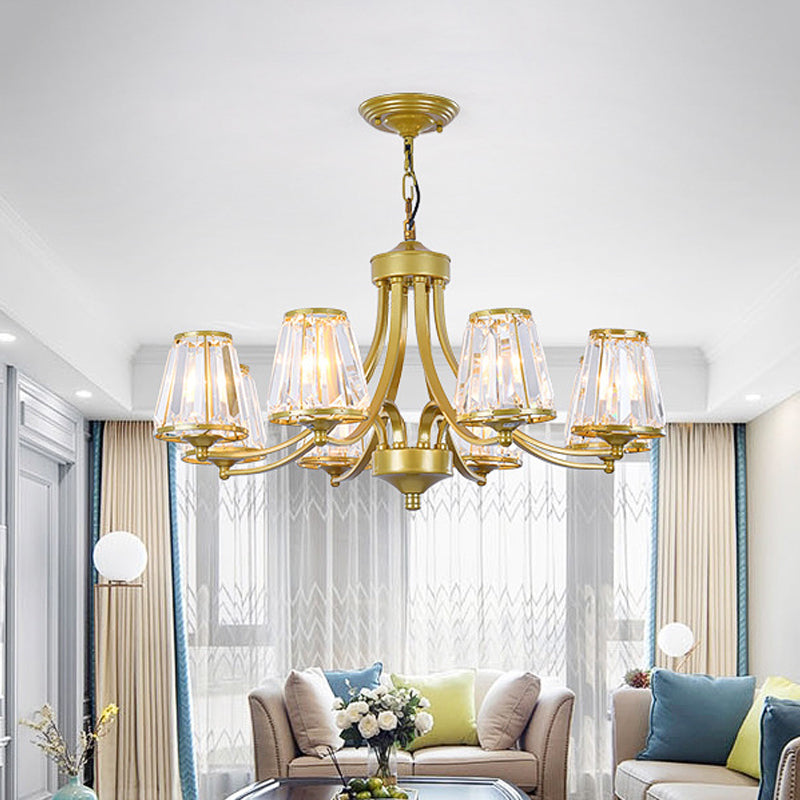 Contemporary Conical Chandelier Lamp Crystal 3/5/6 Lights Bedroom Hanging Light Fixture in Gold/Black Clearhalo 'Ceiling Lights' 'Chandeliers' 'Modern Chandeliers' 'Modern' Lighting' 560150