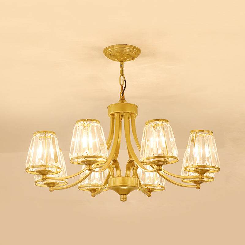 Contemporary Conical Chandelier Lamp Crystal 3/5/6 Lights Bedroom Hanging Light Fixture in Gold/Black Clearhalo 'Ceiling Lights' 'Chandeliers' 'Modern Chandeliers' 'Modern' Lighting' 560151