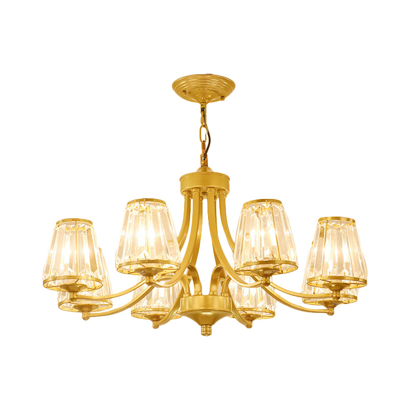 Contemporary Conical Chandelier Lamp Crystal 3/5/6 Lights Bedroom Hanging Light Fixture in Gold/Black Clearhalo 'Ceiling Lights' 'Chandeliers' 'Modern Chandeliers' 'Modern' Lighting' 560152