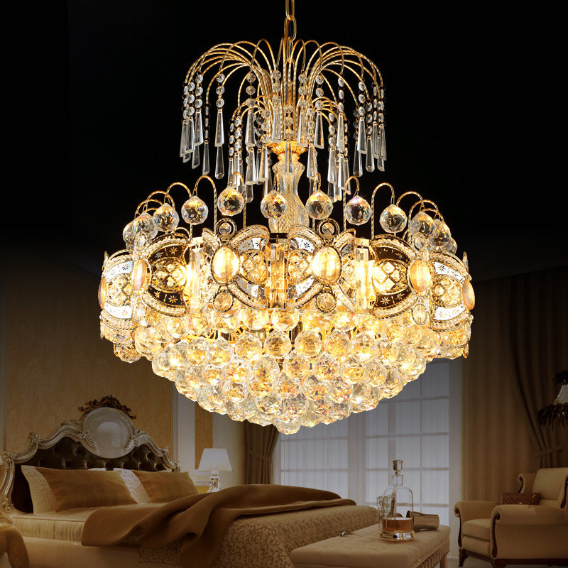 Dome Chandelier Light Contemporary Crystal 10 Lights Gold Ceiling Light Fixture for Dining Room Gold Clearhalo 'Ceiling Lights' 'Chandeliers' 'Modern Chandeliers' 'Modern' Lighting' 560153