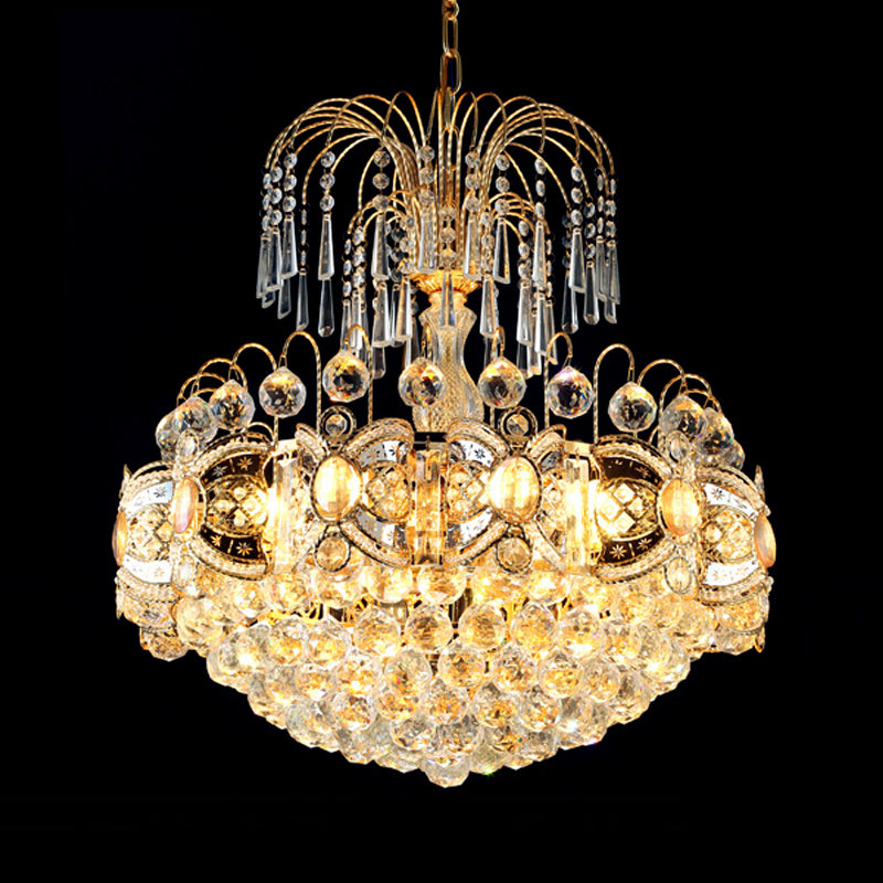 Dome Chandelier Light Contemporary Crystal 10 Lights Gold Ceiling Light Fixture for Dining Room Clearhalo 'Ceiling Lights' 'Chandeliers' 'Modern Chandeliers' 'Modern' Lighting' 560155