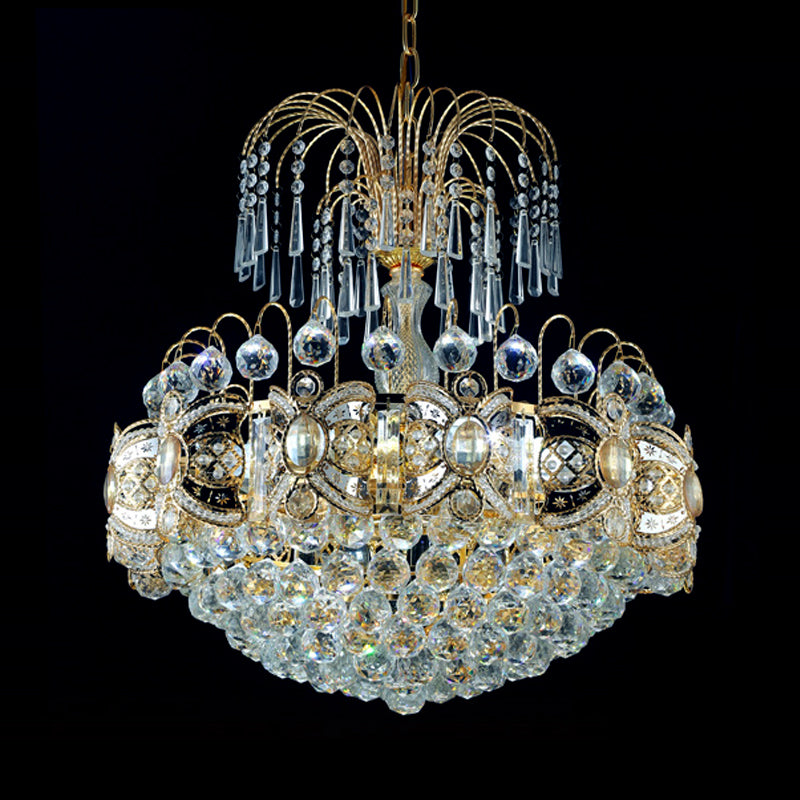 Dome Chandelier Light Contemporary Crystal 10 Lights Gold Ceiling Light Fixture for Dining Room Clearhalo 'Ceiling Lights' 'Chandeliers' 'Modern Chandeliers' 'Modern' Lighting' 560156