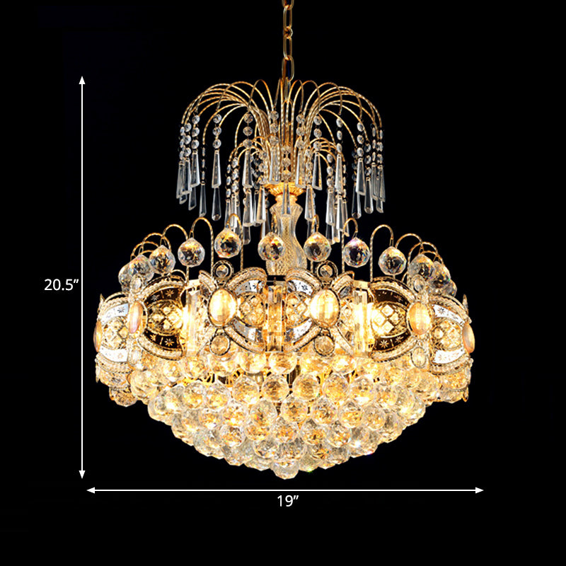 Dome Chandelier Light Contemporary Crystal 10 Lights Gold Ceiling Light Fixture for Dining Room Clearhalo 'Ceiling Lights' 'Chandeliers' 'Modern Chandeliers' 'Modern' Lighting' 560157