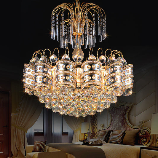 Crystal Dome Ceiling Light Modern 10 Lights Gold Chandelier Light Fixture for Bedroom Gold Clearhalo 'Ceiling Lights' 'Chandeliers' 'Modern Chandeliers' 'Modern' Lighting' 560158