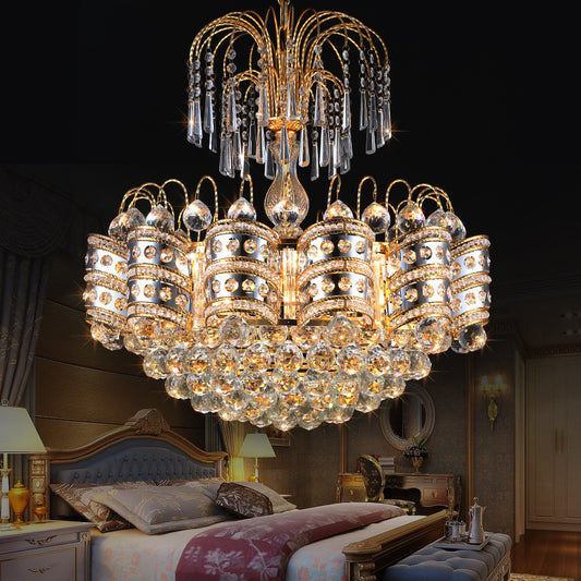 Crystal Dome Ceiling Light Modern 10 Lights Gold Chandelier Light Fixture for Bedroom Clearhalo 'Ceiling Lights' 'Chandeliers' 'Modern Chandeliers' 'Modern' Lighting' 560159