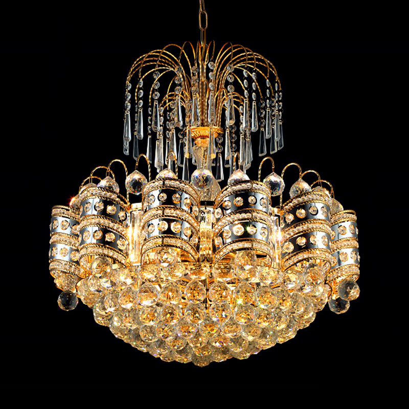 Crystal Dome Ceiling Light Modern 10 Lights Gold Chandelier Light Fixture for Bedroom Clearhalo 'Ceiling Lights' 'Chandeliers' 'Modern Chandeliers' 'Modern' Lighting' 560160