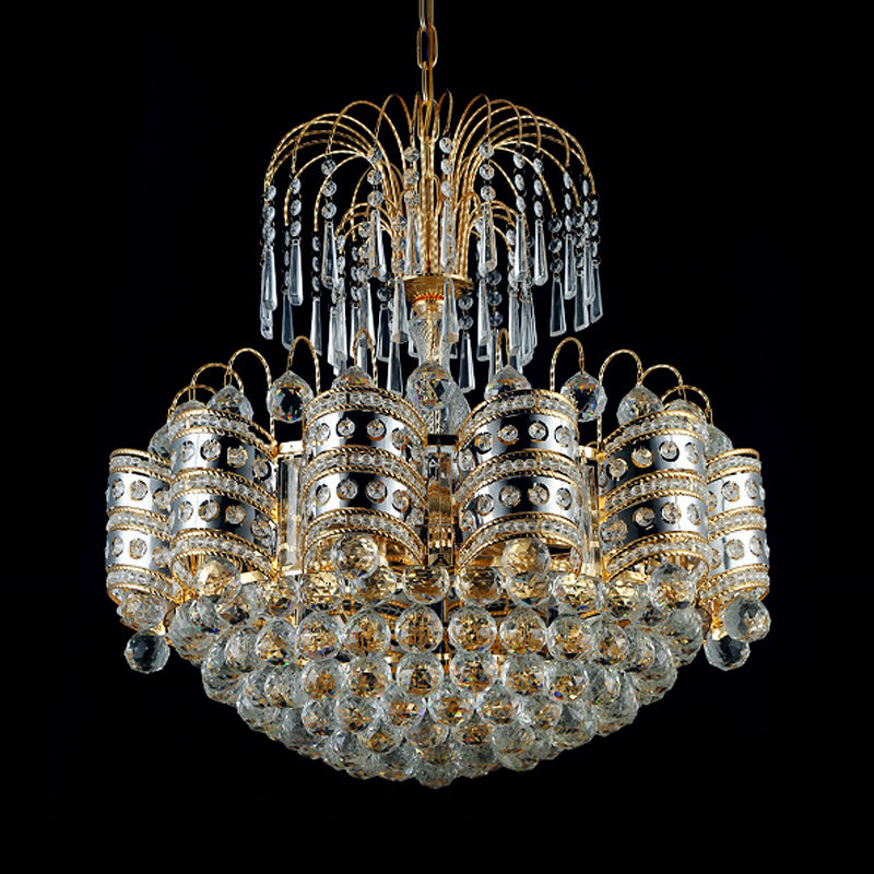 Crystal Dome Ceiling Light Modern 10 Lights Gold Chandelier Light Fixture for Bedroom Clearhalo 'Ceiling Lights' 'Chandeliers' 'Modern Chandeliers' 'Modern' Lighting' 560161