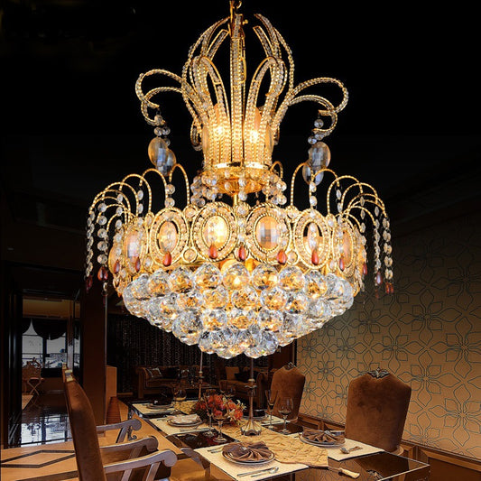 Dome Ceiling Light Contemporary Crystal 10 Lights Gold Chandelier Light for Dining Room Gold Clearhalo 'Ceiling Lights' 'Chandeliers' 'Modern Chandeliers' 'Modern' Lighting' 560163