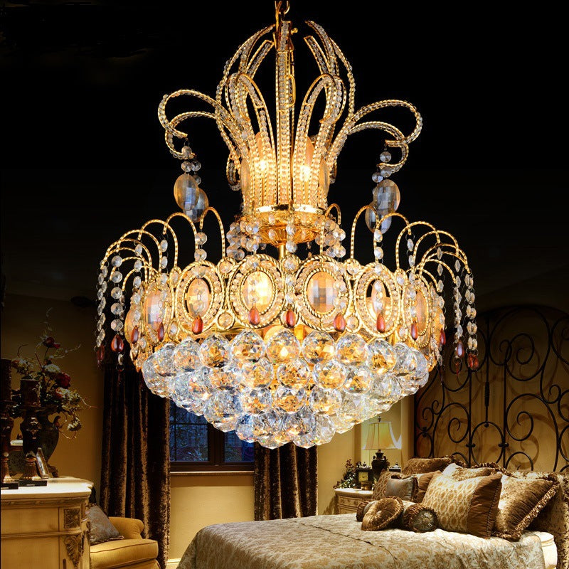 Dome Ceiling Light Contemporary Crystal 10 Lights Gold Chandelier Light for Dining Room Clearhalo 'Ceiling Lights' 'Chandeliers' 'Modern Chandeliers' 'Modern' Lighting' 560164