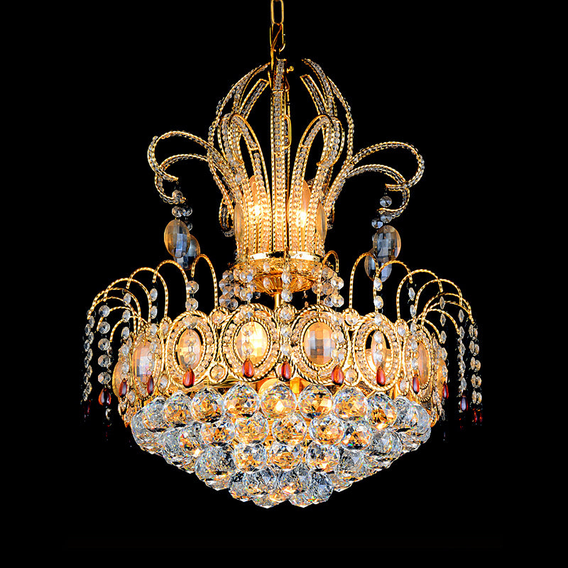 Dome Ceiling Light Contemporary Crystal 10 Lights Gold Chandelier Light for Dining Room Clearhalo 'Ceiling Lights' 'Chandeliers' 'Modern Chandeliers' 'Modern' Lighting' 560165