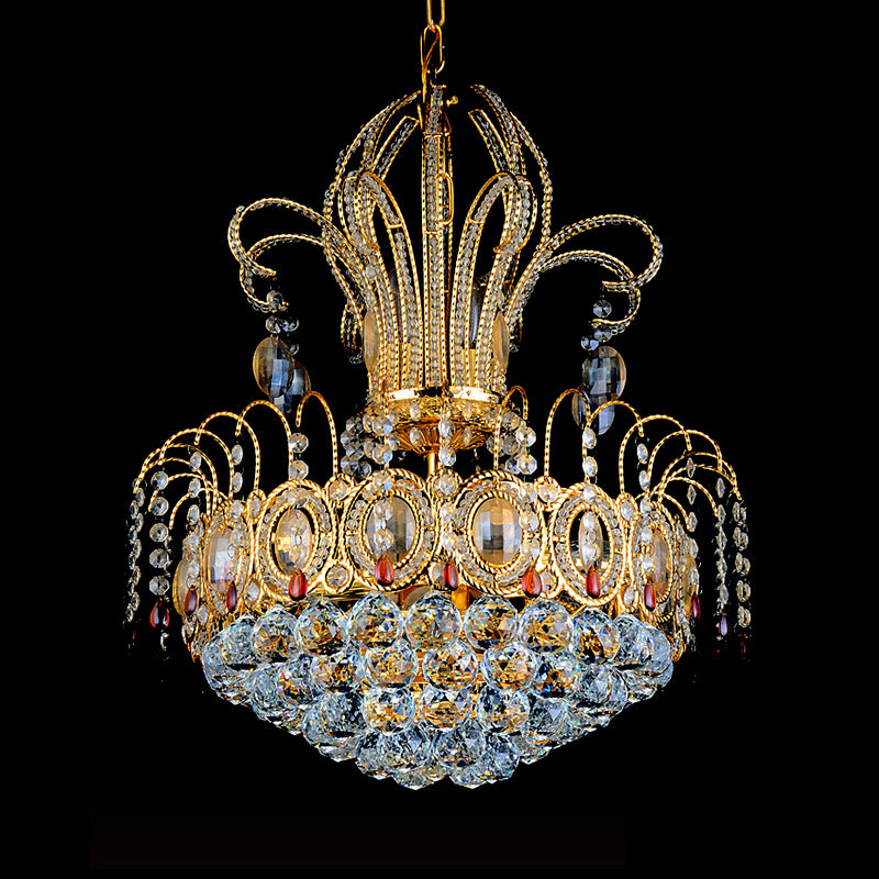 Dome Ceiling Light Contemporary Crystal 10 Lights Gold Chandelier Light for Dining Room Clearhalo 'Ceiling Lights' 'Chandeliers' 'Modern Chandeliers' 'Modern' Lighting' 560166