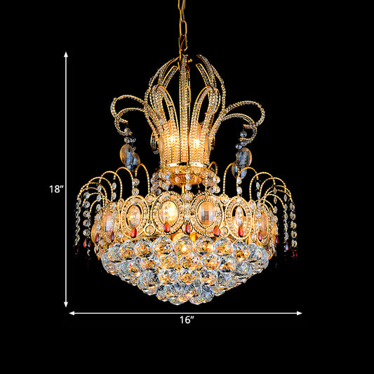 Dome Ceiling Light Contemporary Crystal 10 Lights Gold Chandelier Light for Dining Room Clearhalo 'Ceiling Lights' 'Chandeliers' 'Modern Chandeliers' 'Modern' Lighting' 560167