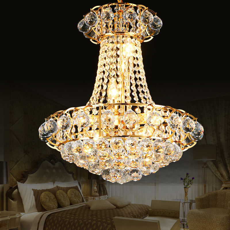 Modern 10 Lights Chandelier Light with Crystal Shade Gold Dome Hanging Ceiling Light Gold Clearhalo 'Ceiling Lights' 'Chandeliers' 'Modern Chandeliers' 'Modern' Lighting' 560168