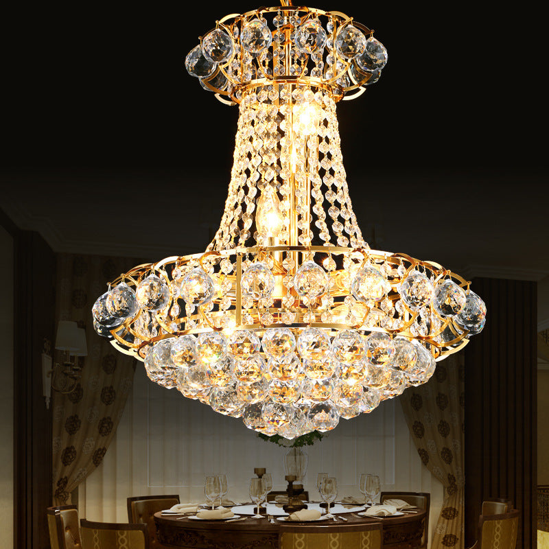 Modern 10 Lights Chandelier Light with Crystal Shade Gold Dome Hanging Ceiling Light Clearhalo 'Ceiling Lights' 'Chandeliers' 'Modern Chandeliers' 'Modern' Lighting' 560169