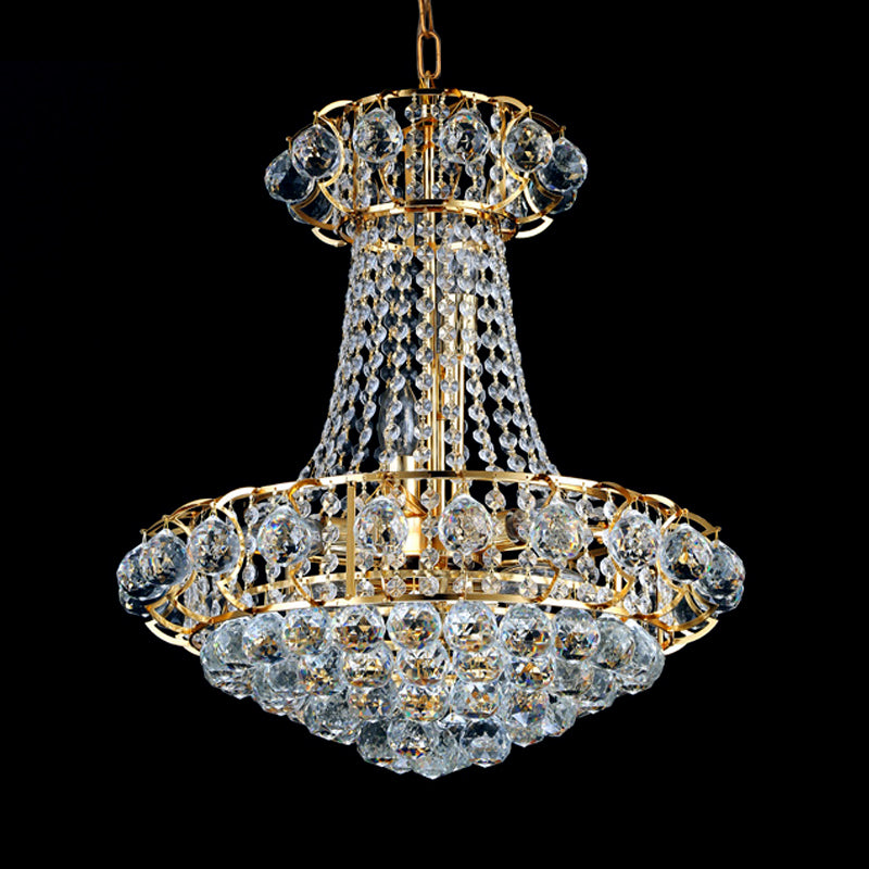 Modern 10 Lights Chandelier Light with Crystal Shade Gold Dome Hanging Ceiling Light Clearhalo 'Ceiling Lights' 'Chandeliers' 'Modern Chandeliers' 'Modern' Lighting' 560171