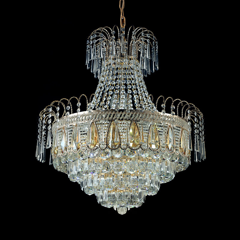 Tiered Bedroom Chandelier Light Fixture Crystal 10 Lights Contemporary Ceiling Light in Gold Clearhalo 'Ceiling Lights' 'Chandeliers' 'Modern Chandeliers' 'Modern' Lighting' 560176