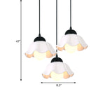 1/3 Light Ceiling Pendant Light Classic Scalloped Black Ceramic Hanging Lamp for Dining Room Clearhalo 'Ceiling Lights' 'Pendant Lights' 'Pendants' Lighting' 560197