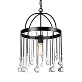 1 Light Hanging Light Kit Traditional Round Metal Pendant in Black with Clear Crystal Drops Clearhalo 'Ceiling Lights' 'Pendant Lights' 'Pendants' Lighting' 560206