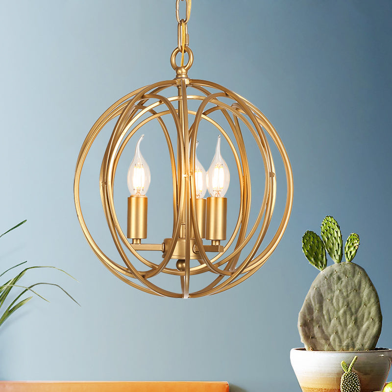 3 Lights Metal Hanging Chandelier Traditional Gold Candelabra Living Room Pendant Light Fixture, 8"/13"/18" Wide Clearhalo 'Ceiling Lights' 'Chandeliers' Lighting' options 560273