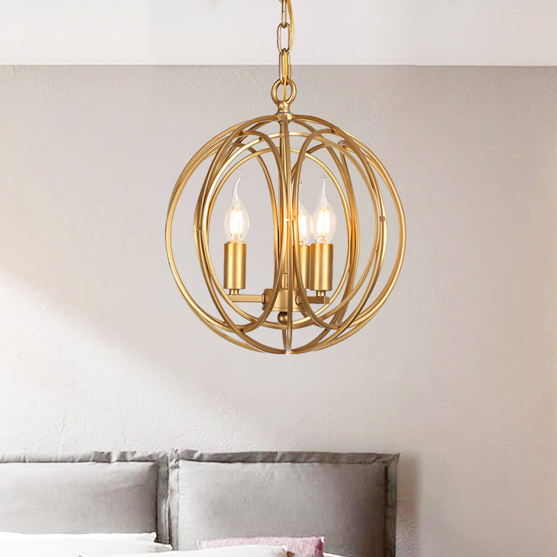 3 Lights Metal Hanging Chandelier Traditional Gold Candelabra Living Room Pendant Light Fixture, 8"/13"/18" Wide Clearhalo 'Ceiling Lights' 'Chandeliers' Lighting' options 560275