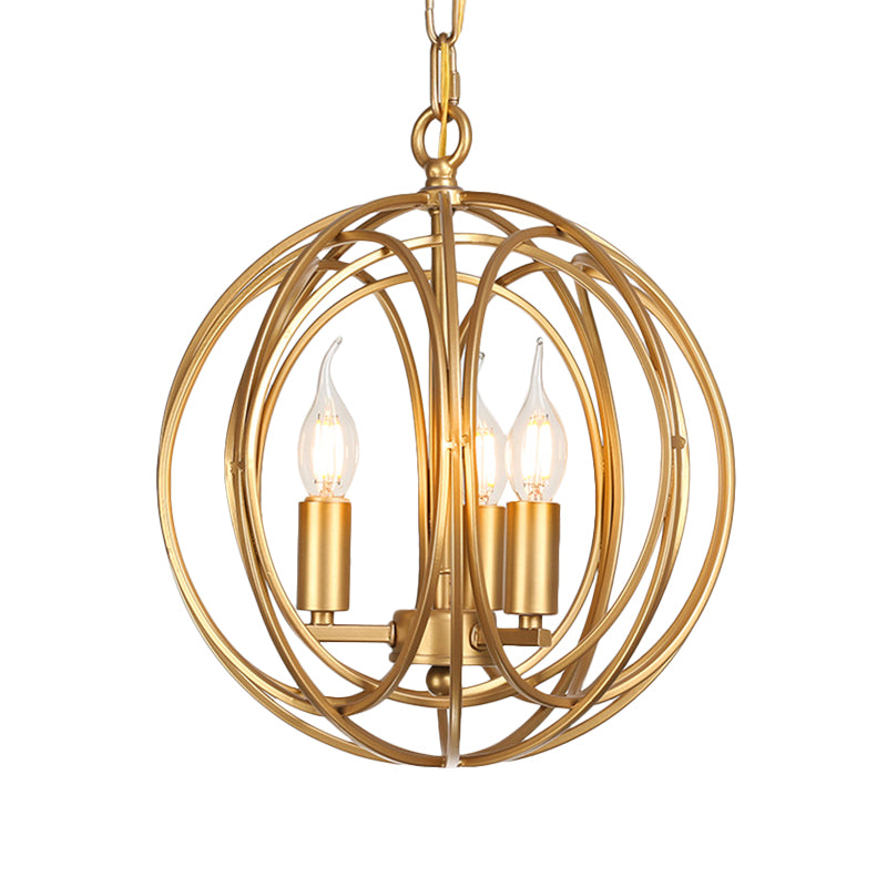 3 Lights Metal Hanging Chandelier Traditional Gold Candelabra Living Room Pendant Light Fixture, 8"/13"/18" Wide Clearhalo 'Ceiling Lights' 'Chandeliers' Lighting' options 560276