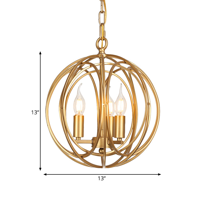 3 Lights Metal Hanging Chandelier Traditional Gold Candelabra Living Room Pendant Light Fixture, 8"/13"/18" Wide Clearhalo 'Ceiling Lights' 'Chandeliers' Lighting' options 560277